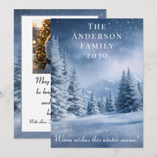 Blauwe Kerstmis Plat Kerstkaart