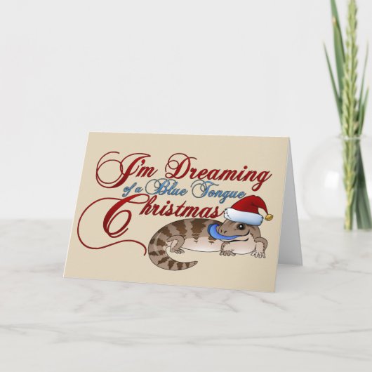 Blauwe Kerstmis van Skink van de Tong Feestdagen Kaart (Voorkant)