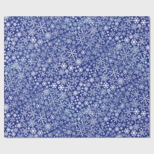 Blauwe Kerstmis Vijf - Snowstorm Cadeaupapier (Vlak)