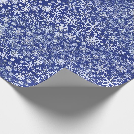Blauwe Kerstmis Vijf - Snowstorm Cadeaupapier (Hoek)