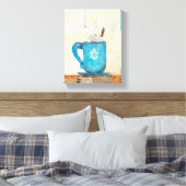 Blauwe kerstMok Canvas Afdruk (Insitu (Slaapkamer))