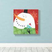 Blauwe kerstMok met donkere cacao Canvas Afdruk (Insitu (Houten vloer))