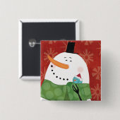 Blauwe kerstMok met donkere cacao Vierkante Button 5,1 Cm (Voorkant /achterkant)