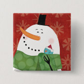 Blauwe kerstMok met donkere cacao Vierkante Button 5,1 Cm (Voorkant)