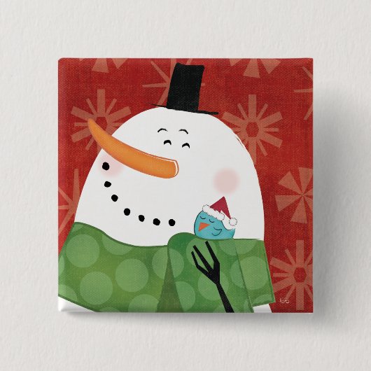 Blauwe kerstMok met donkere cacao Vierkante Button 5,1 Cm (Voorkant)