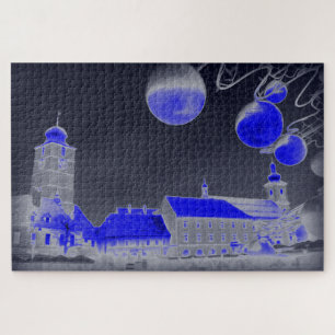 Blauwe kerstnacht legpuzzel