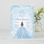 Blauwe kerstprinses Quinceanera Invite Kaart (Staand voorkant)