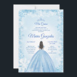 Blauwe kerstprinses Quinceanera Invite Kaart<br><div class="desc">Blauwe kerstprinses Quinceanera</div>