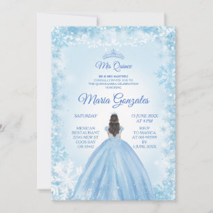 Blauwe kerstprinses Quinceanera Invite Kaart