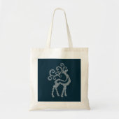 Blauwe kerstrendierkruissteek tote bag (Voorkant)