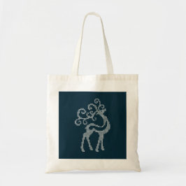 Blauwe kerstrendierkruissteek tote bag