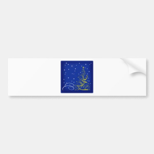 Blauwe kerstscène bumpersticker (Voorkant)