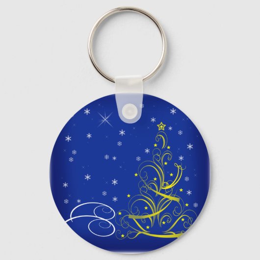 Blauwe kerstscène sleutelhanger (Voorkant)