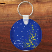 Blauwe kerstscène sleutelhanger (Voorkant)