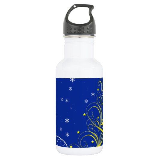 Blauwe kerstscène waterfles (Voorkant)