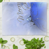 Blauwe kerstsieraden Merry-kersthanddoeken Theedoek (Gevouwen)