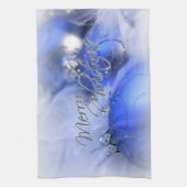 Blauwe kerstsieraden Merry-kersthanddoeken Theedoek (Verticaal)