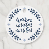 Blauwe kerstsierfeestdag bedankjes labels (Achterkant)