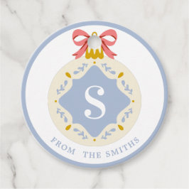 Blauwe  kerstsierfeestdag bedankjes labels