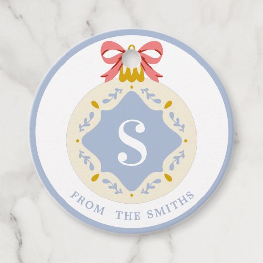 Blauwe kerstsierfeestdag bedankjes labels (Voorkant)