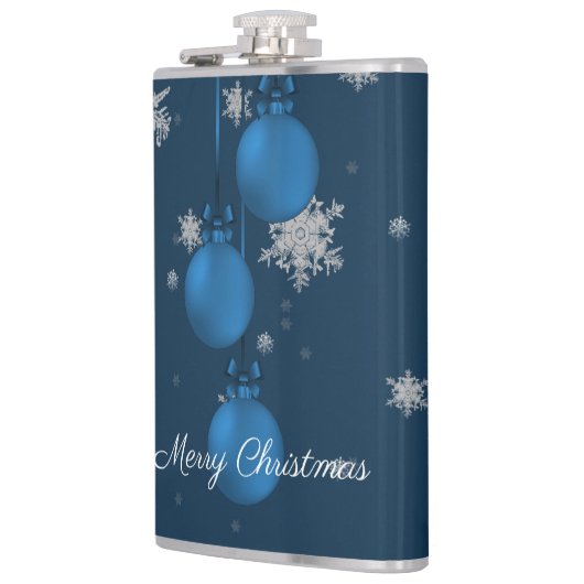 Blauwe kerstsierfeestfles heupfles (Links)