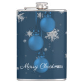 Blauwe kerstsierfeestfles heupfles (Voorkant)