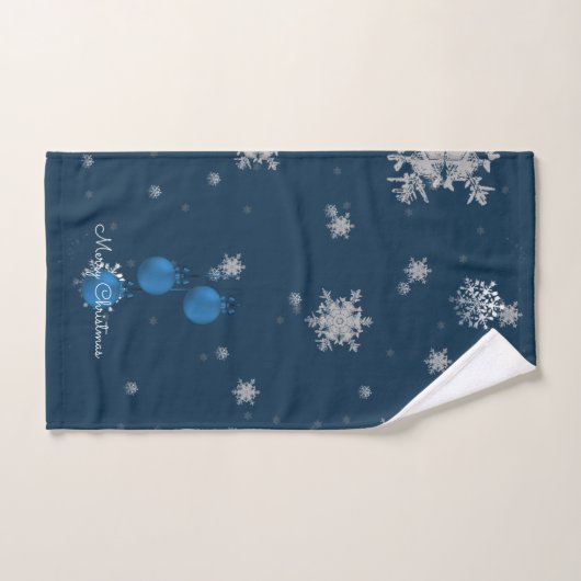 Blauwe kerstsierhanddoekset bad handdoek (Handdoek)