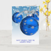 blauwe kerstsierplanten en sneeuwvlokken kaart (Gele Bloem)