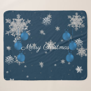 Blauwe kerstsierplanten Sherpa Blanket Deken