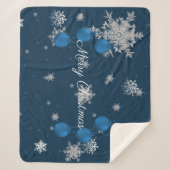 Blauwe kerstsierplanten Sherpa Blanket Sherpa Deken (Voorkant)