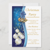 Blauwe kerstsieruitnodiging kaart (Voorkant)