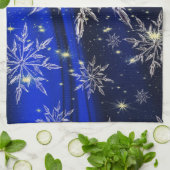 Blauwe kerstsneeuw theedoek (Gevouwen)