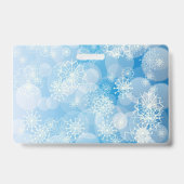 Blauwe Kerstsneeuwvlokken Badge (Achterkant)