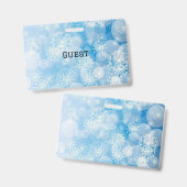 Blauwe Kerstsneeuwvlokken Badge (Voor- en achterkant)