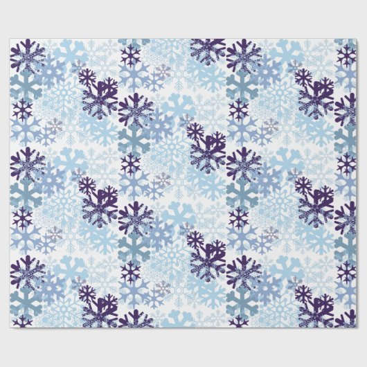 Blauwe Kerstsneeuwvlokken Indigo Sneeuwwitje Cadeaupapier (Vlak)