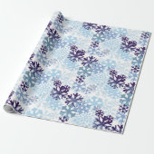 Blauwe Kerstsneeuwvlokken Indigo Sneeuwwitje Cadeaupapier (Uitgerold)