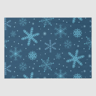 Blauwe Kerstsneeuwvlokken Patroon op Marineblauw Tissuepapier
