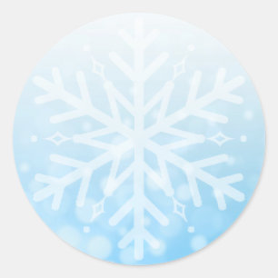 Blauwe kerstsnowflake ronde sticker