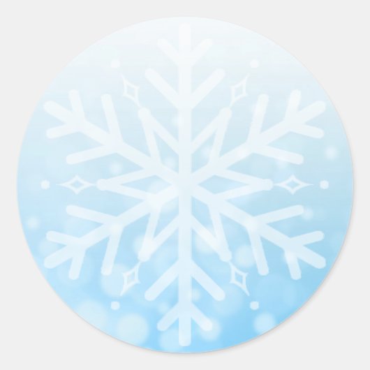 Blauwe kerstsnowflake ronde sticker (Voorkant)