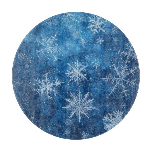 Blauwe kerstsnowflake snijplank (Voorkant)