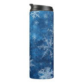 Blauwe kerstsnowflake thermosbeker (Geroteerd rechts)
