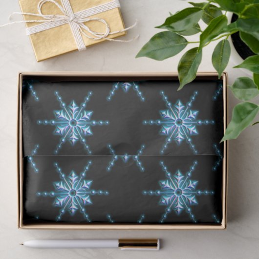 Blauwe kerstsnowflake tissuepapier (Geschenk)