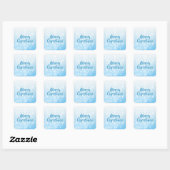Blauwe kerstsnowflake vierkante sticker (Vel)