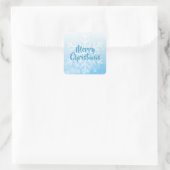 Blauwe kerstsnowflake vierkante sticker (Tas)