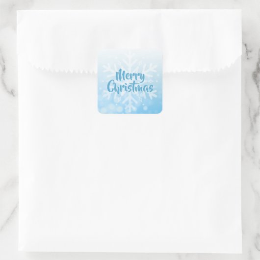 Blauwe kerstsnowflake vierkante sticker (Tas)