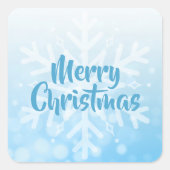 Blauwe kerstsnowflake vierkante sticker (Voorkant)