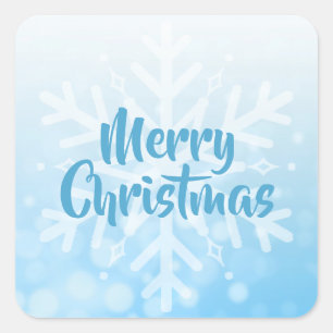 Blauwe kerstsnowflake vierkante sticker