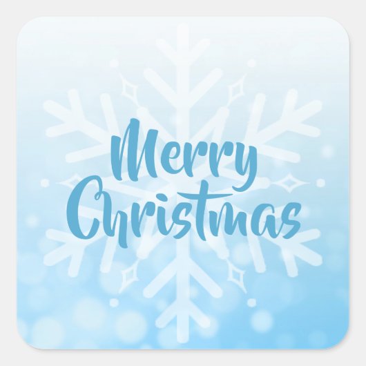 Blauwe kerstsnowflake vierkante sticker (Voorkant)