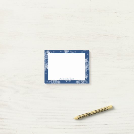 Blauwe kerstsnowflakes Aangepaste notities Post-it® Notes (Op bureau)
