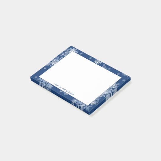 Blauwe kerstsnowflakes Aangepaste notities Post-it® Notes (Schuin)
